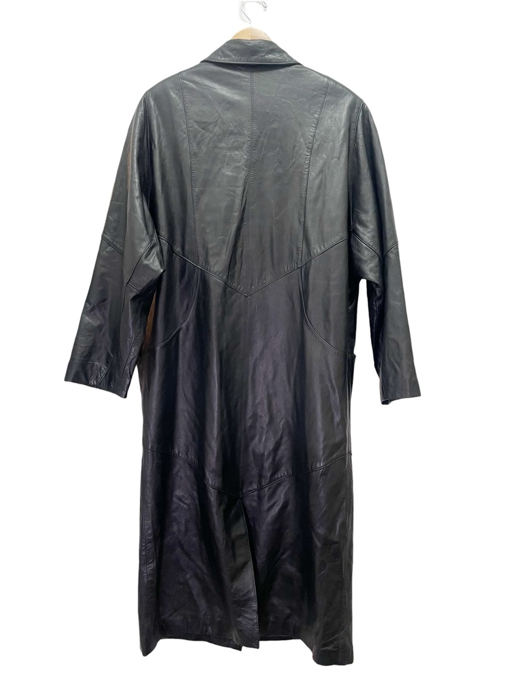 Vintage Jacqueline Ferrar Leather Trench Coat Women’s Large Black Longline 90s - Picture 4 of 12